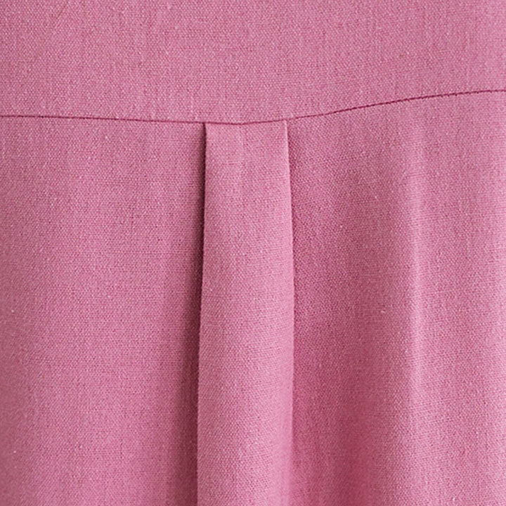 Robe mi-longue décontractée en coton et lin à manches courtes et poches, motif Buddha Stones, couleur unie, boutons - image 7