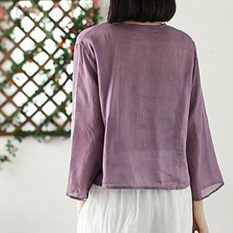 Veste cardigan décontractée à manches longues et devant ouvert avec broderies de pétales et Buddha Stones
