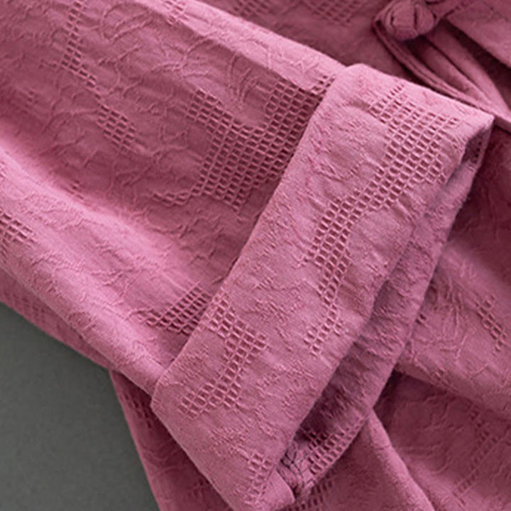Chemise décontractée à manches longues en coton et lin pour femme, motif Buddha Stones, couleur unie, bouton grenouille, style zen