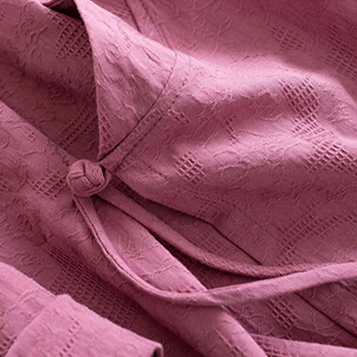 Chemise décontractée à manches longues en coton et lin pour femme, motif Buddha Stones, couleur unie, bouton grenouille, style zen