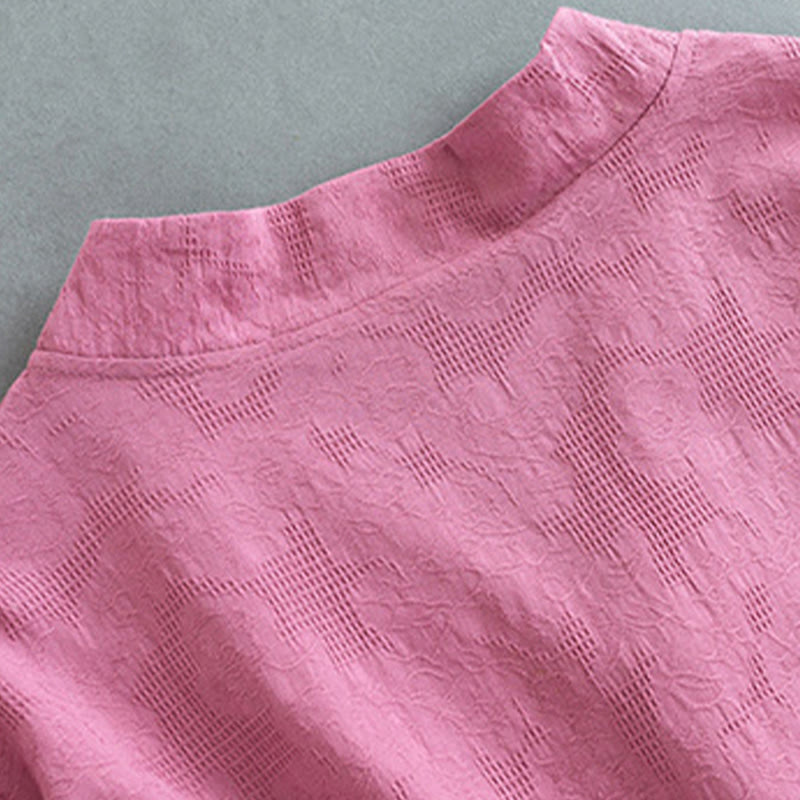 Chemise décontractée à manches longues en coton et lin pour femme, motif Buddha Stones, couleur unie, bouton grenouille, style zen
