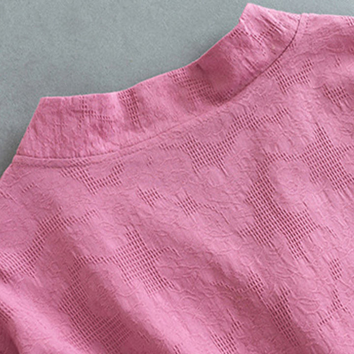 Chemise décontractée à manches longues en coton et lin pour femme, motif Buddha Stones, couleur unie, bouton grenouille, style zen