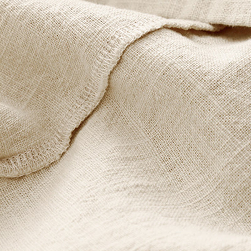 T-shirt décontracté uni à col ras du cou et manches mi-longues en coton et lin pour femme avec Buddha Stones - image 7