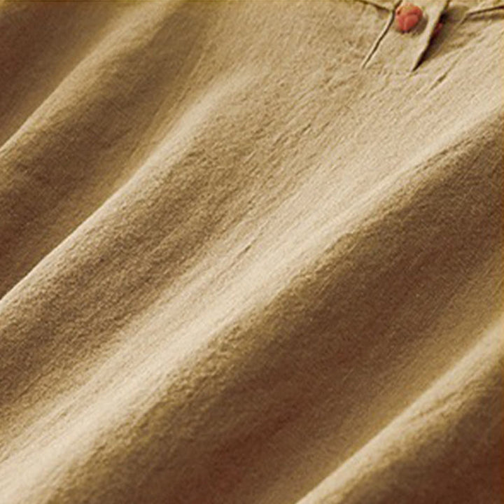 T-shirt décontracté uni à col ras du cou et manches mi-longues en coton et lin pour femme avec Buddha Stones - image 17