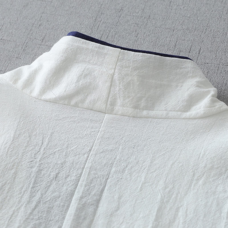 Chemise décontractée en coton et lin pour femme, motif Buddha Stones, coutures colorées, col en V, manches trois-quarts - image 7
