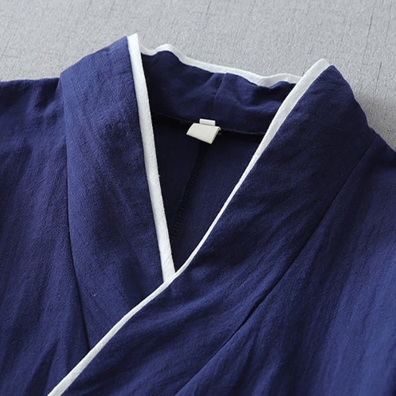 Chemise décontractée en coton et lin pour femme, motif Buddha Stones, coutures colorées, col en V, manches trois-quarts - image 1