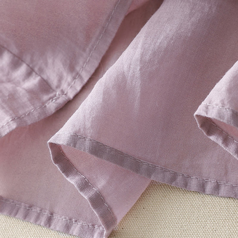 Chemise décontractée en coton et lin pour femme, motif Buddha Stones, broderie étoile filante, col en V, manches mi-longues - image 6