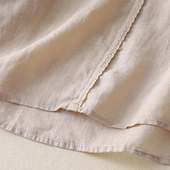 Chemise décontractée en coton et lin pour femme, motif Buddha Stones, broderie étoile filante, col en V, manches mi-longues - image 17