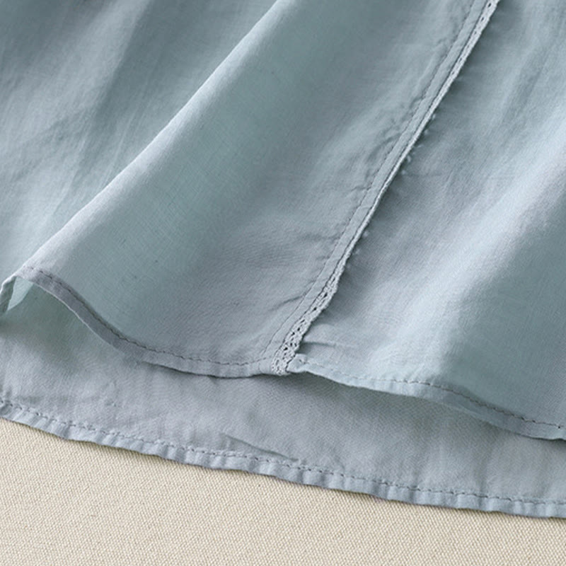 Chemise décontractée en coton et lin pour femme, motif Buddha Stones, broderie étoile filante, col en V, manches mi-longues - image 23