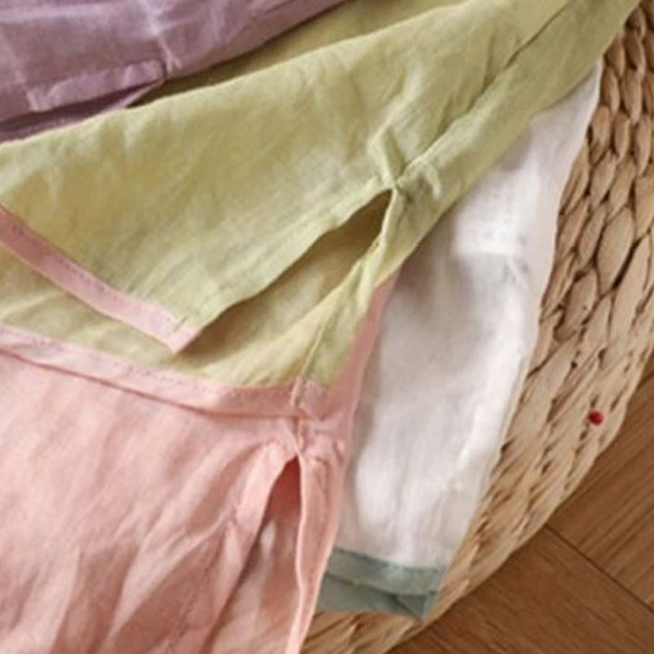 Chemise décontractée en coton à manches trois-quarts pour femme, Buddha Stones, fleurs brodées, feuilles, grenouille, boutons