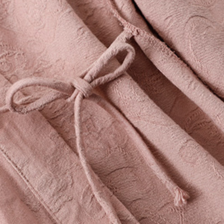 Chemise femme en coton à manches longues et boutons grenouille, motif fleurs brodées de Buddha Stones - image 7