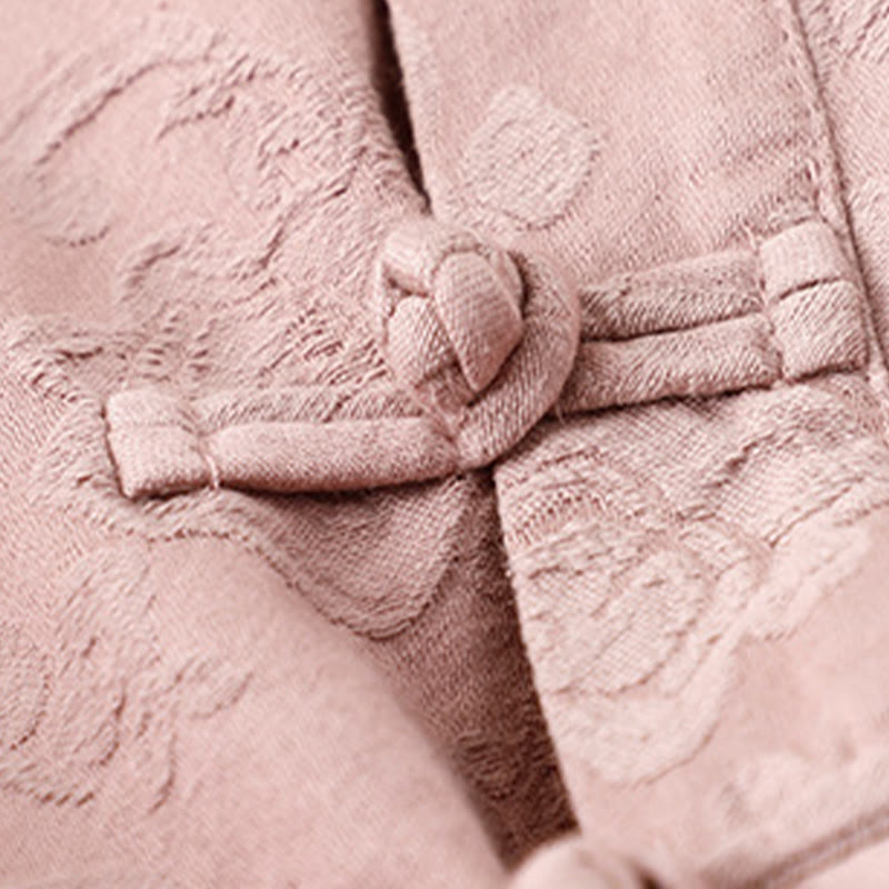 Chemise femme en coton à manches longues et boutons grenouille, motif fleurs brodées de Buddha Stones - image 10