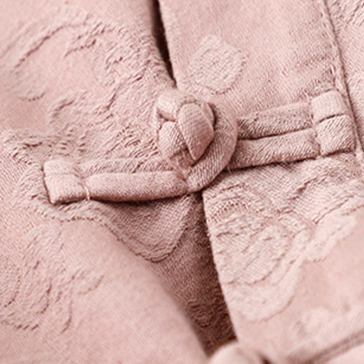 Chemise femme en coton à manches longues et boutons grenouille, motif fleurs brodées de Buddha Stones - image 10