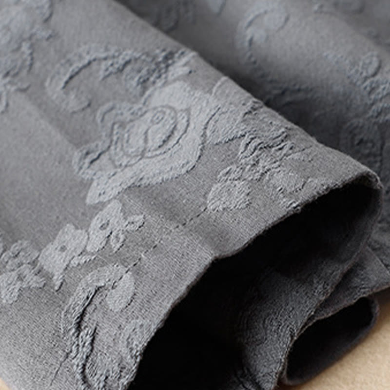 Chemise femme en coton à manches longues et boutons grenouille, motif fleurs brodées de Buddha Stones - image 26