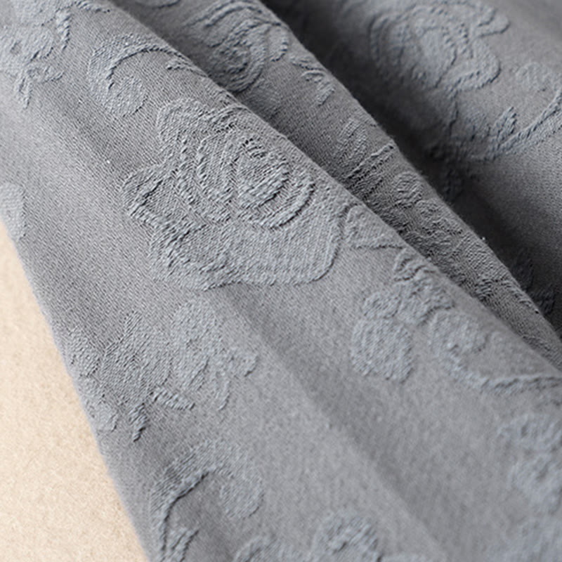 Chemise femme en coton à manches longues et boutons grenouille, motif fleurs brodées de Buddha Stones - image 25