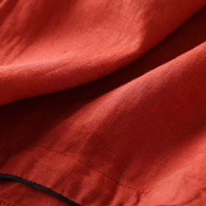 Chemise décontractée en coton à manches longues et col incliné avec broderies de Buddha Stones et fleurs pour femme