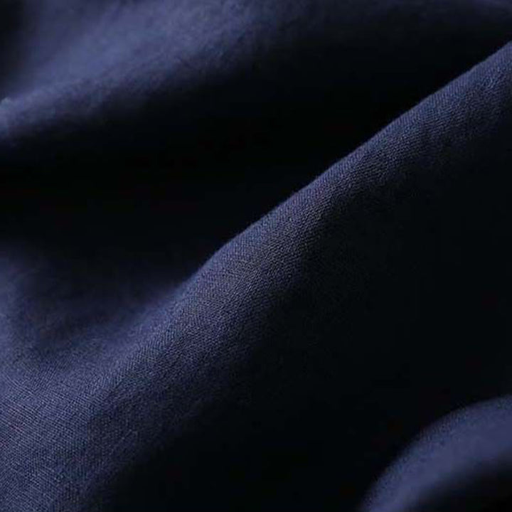 Chemise décontractée en coton à manches longues et col incliné avec broderies de Buddha Stones et fleurs pour femme