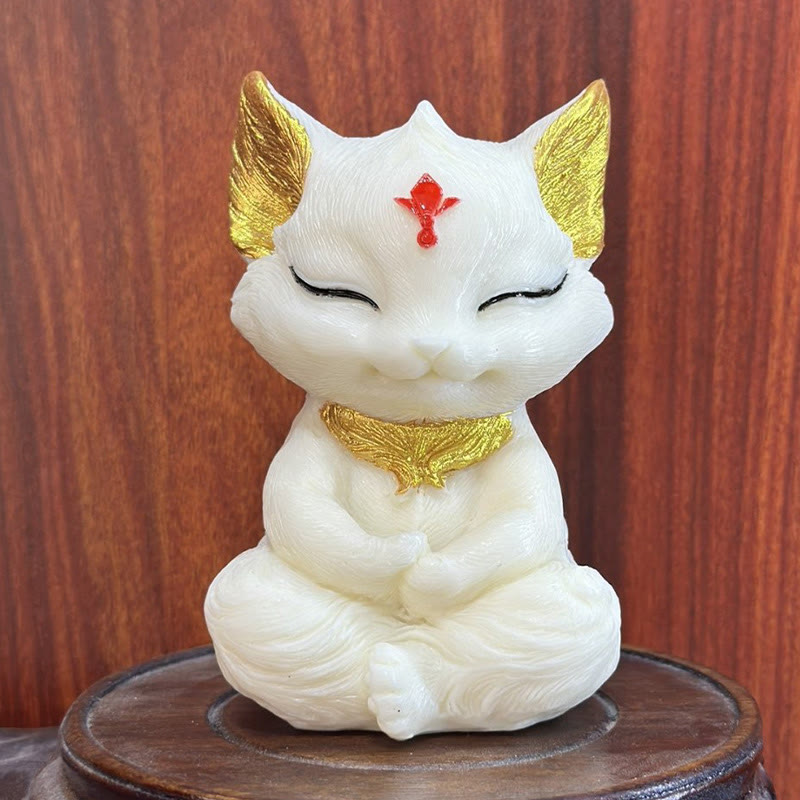 Buddha Stones Renard à neuf queues Sculpté Ivoire Fruit Bénédiction Décoration de la maison - Ivory Fruit Golden Fox 11*6*6cm - image 0