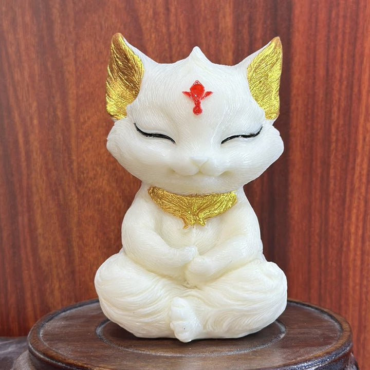 Buddha Stones Renard à neuf queues Sculpté Ivoire Fruit Bénédiction Décoration de la maison - Ivory Fruit Golden Fox 11*6*6cm - image 0