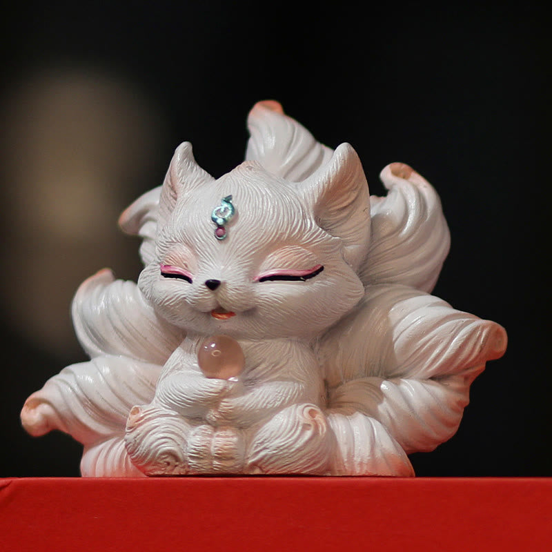 Mini renard à neuf queues en résine représentant des Buddha Stones , décoration de bureau ou de maison - image 8