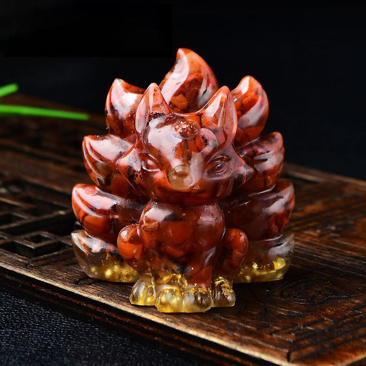Buddha Stones naturelles, divers cristaux, quartz fraise, améthyste, renard à neuf queues, protection, décoration de la maison - Agate rouge 5,5 x 4,5 x 5,5 cm - image 11