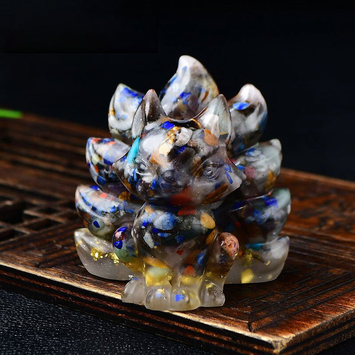 Buddha Stones naturelles, divers cristaux, quartz fraise, améthyste, renard à neuf queues, protection, décoration de la maison