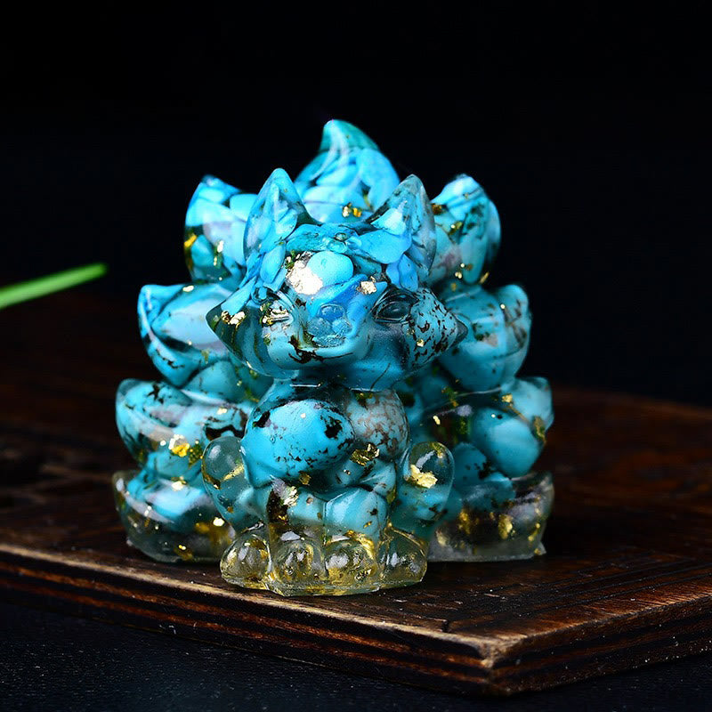 Buddha Stones naturelles, divers cristaux, quartz fraise, améthyste, renard à neuf queues, protection, décoration de la maison - Turquoise 5,5 x 4,5 x 5,5 cm - image 32