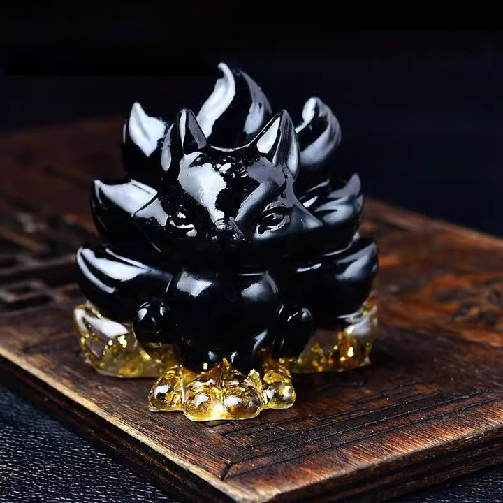 Buddha Stones naturelles, divers cristaux, quartz fraise, améthyste, renard à neuf queues, protection, décoration de la maison - Obsidienne noire 5,5 x 4,5 x 5,5 cm - image 28