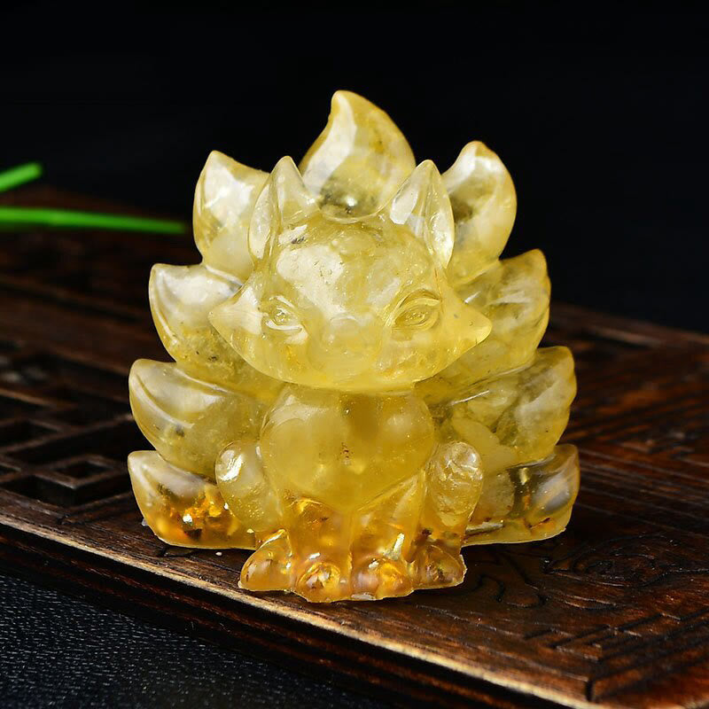 Buddha Stones naturelles, divers cristaux, quartz fraise, améthyste, renard à neuf queues, protection, décoration de la maison - Citrine 5,5 x 4,5 x 5,5 cm - image 25