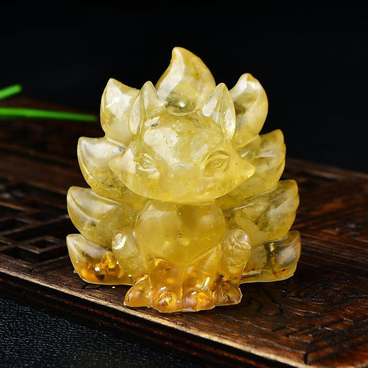 Buddha Stones naturelles, divers cristaux, quartz fraise, améthyste, renard à neuf queues, protection, décoration de la maison - Citrine 5,5 x 4,5 x 5,5 cm - image 25