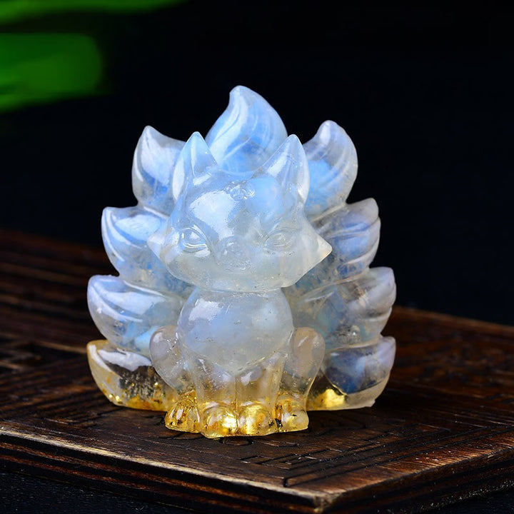 Buddha Stones naturelles, divers cristaux, quartz fraise, améthyste, renard à neuf queues, protection, décoration de la maison - Opale 5,5*4,5*5,5 cm - image 36