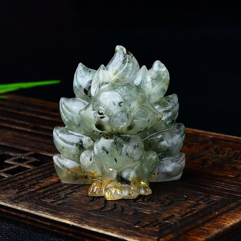 Buddha Stones naturelles, divers cristaux, quartz fraise, améthyste, renard à neuf queues, protection, décoration de la maison - Préhnite 5,5*4,5*5,5 cm - image 44