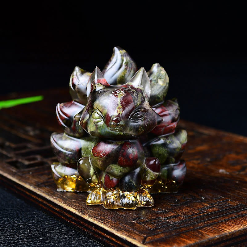 Buddha Stones naturelles, divers cristaux, quartz fraise, améthyste, renard à neuf queues, protection, décoration de la maison - Pierre de sang de dragon 5,5 x 4,5 x 5,5 cm - image 41