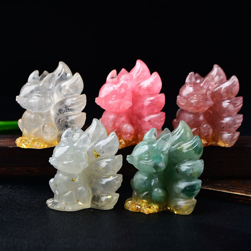 Buddha Stones naturelles, divers cristaux, quartz fraise, améthyste, renard à neuf queues, protection, décoration de la maison