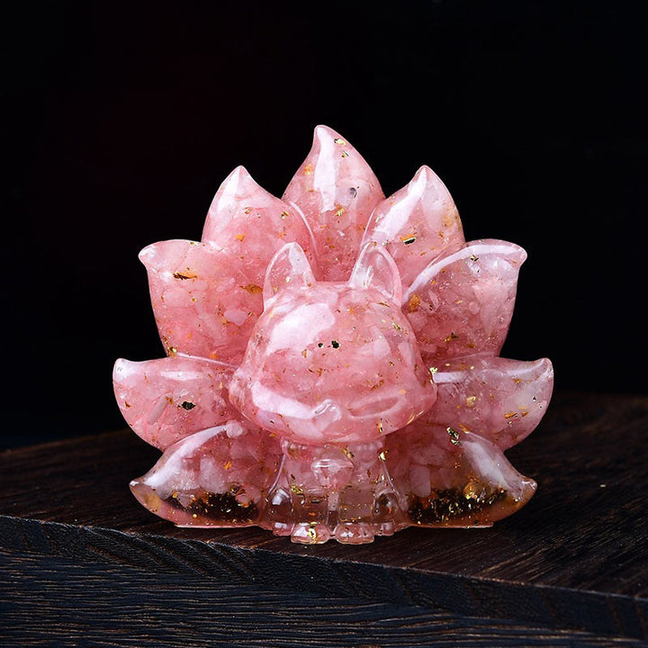 Buddha Stones Petites Pierres Diverses Cristal Rose Citrine Améthyste Renard à Neuf Queues Chaleur Décoration de la Maison - Cristal rose 8,8*6,9*8 cm - image 0