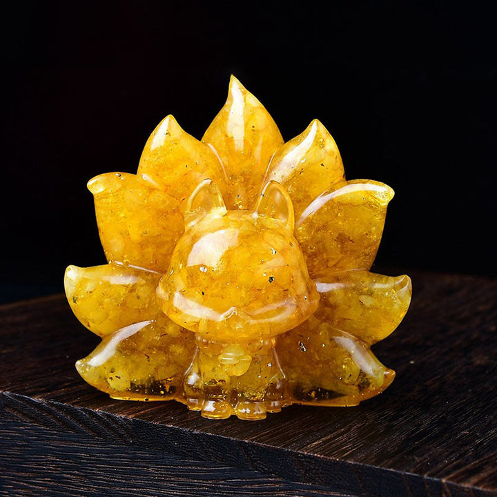 Buddha Stones Petites Pierres Diverses Cristal Rose Citrine Améthyste Renard à Neuf Queues Chaleur Décoration de la Maison - Citrine 8,8*6,9*8 cm - image 4