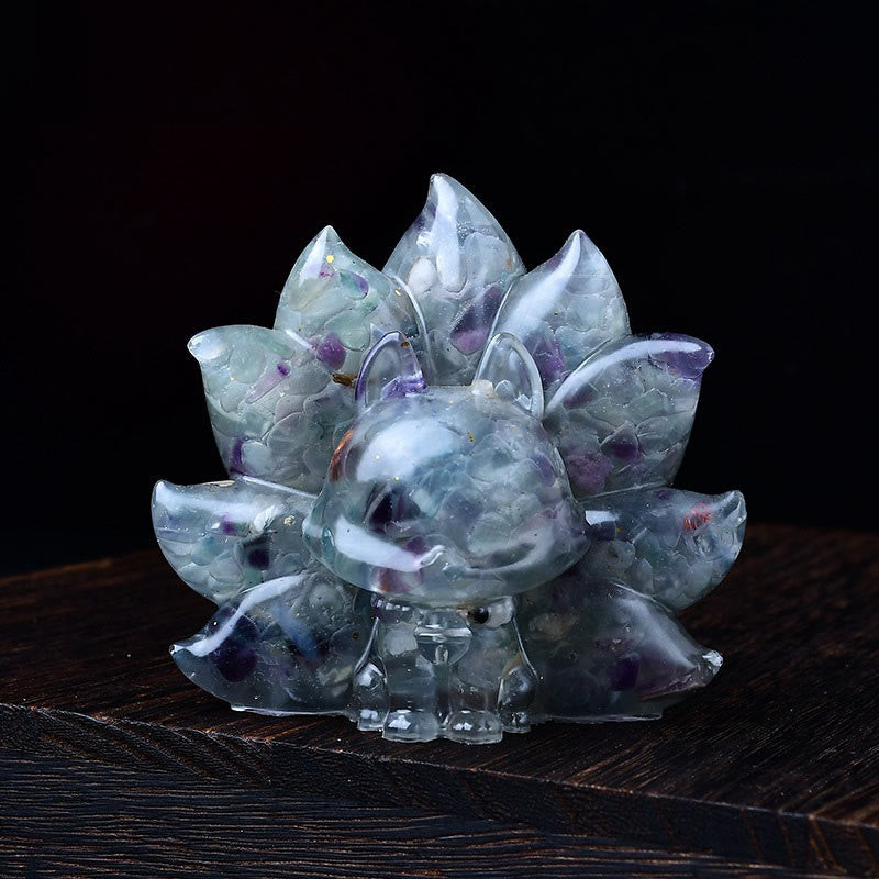 Buddha Stones Petites Pierres Diverses Cristal Rose Citrine Améthyste Renard à Neuf Queues Chaleur Décoration de la Maison - Fluorite 8,8*6,9*8 cm - image 14
