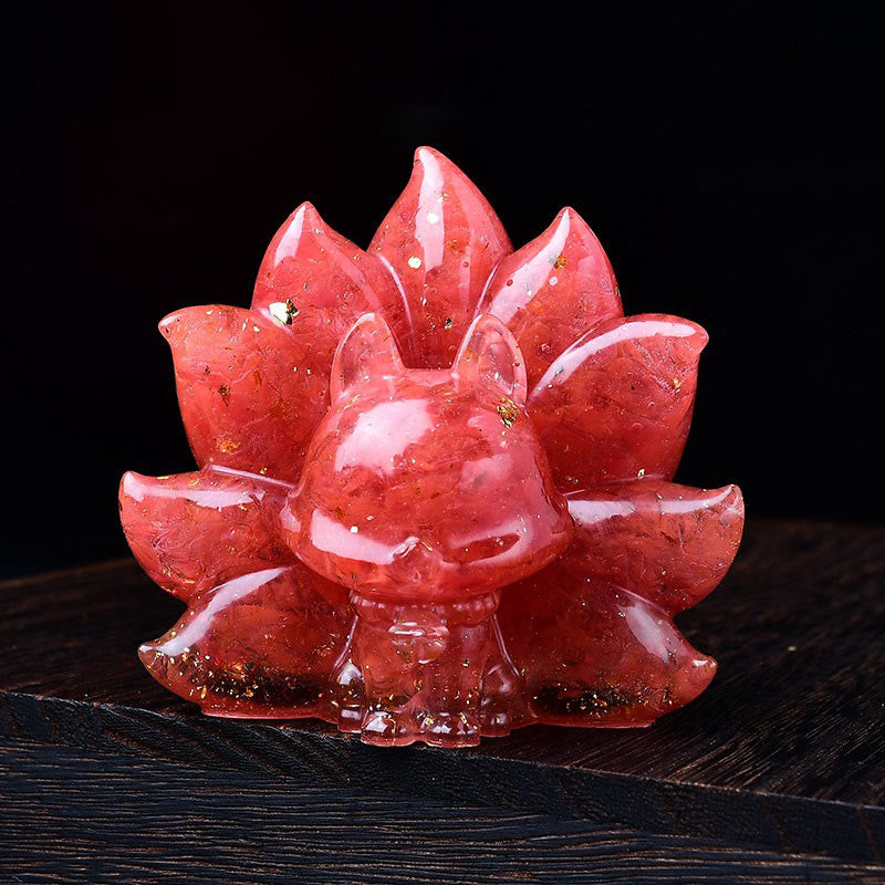 Buddha Stones Petites Pierres Diverses Cristal Rose Citrine Améthyste Renard à Neuf Queues Chaleur Décoration de la Maison - Pierre rouge 8,8 x 6,9 x 8 cm - image 17