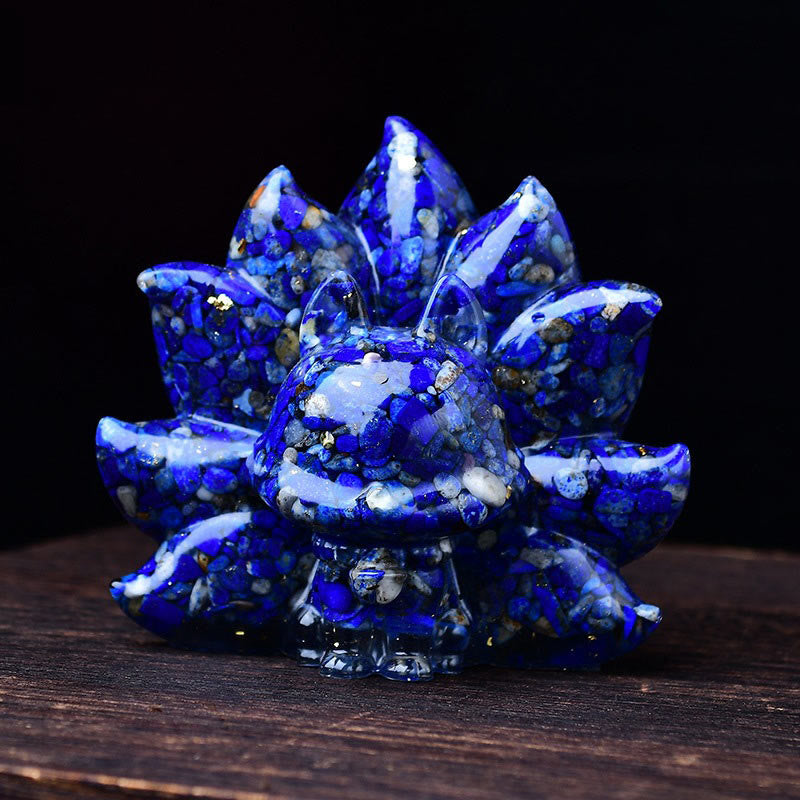 Buddha Stones Petites Pierres Diverses Cristal Rose Citrine Améthyste Renard à Neuf Queues Chaleur Décoration de la Maison - Lazurite 8,8*6,9*8 cm - image 18