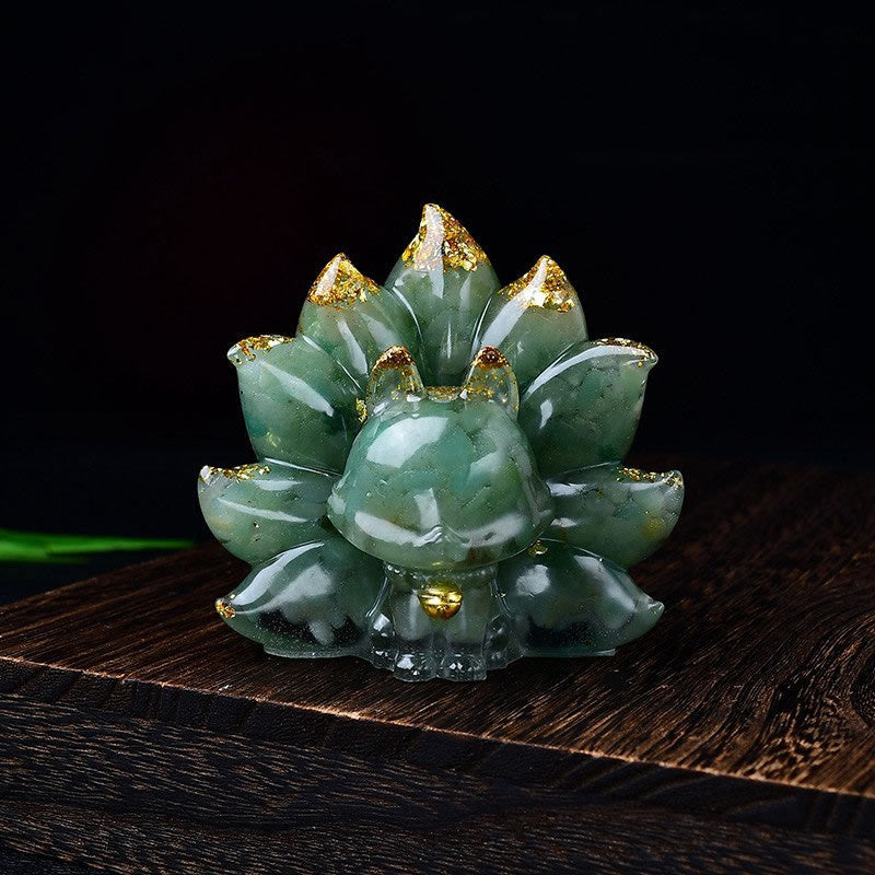 Buddha Stones Petites Pierres Diverses Cristal Rose Citrine Améthyste Renard à Neuf Queues Chaleur Décoration de la Maison - Aventurine verte 8,8 x 6,9 x 8 cm - image 24