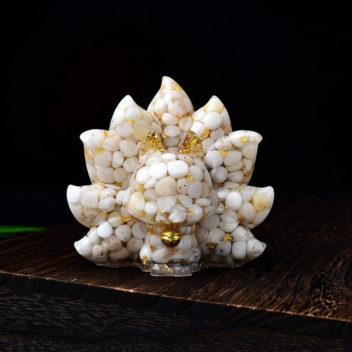 Buddha Stones Petites Pierres Diverses Cristal Rose Citrine Améthyste Renard à Neuf Queues Chaleur Décoration de la Maison - Coquillage blanc 8,8 x 6,9 x 8 cm - image 26