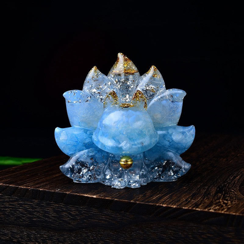 Buddha Stones Petites Pierres Diverses Cristal Rose Citrine Améthyste Renard à Neuf Queues Chaleur Décoration de la Maison - Aigue-marine + Opale 8,8 x 6,9 x 8 cm - image 28