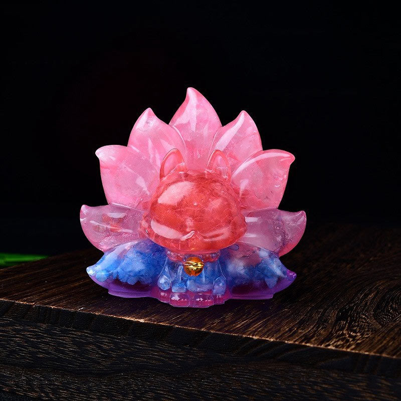 Buddha Stones Petites Pierres Diverses Cristal Rose Citrine Améthyste Renard à Neuf Queues Chaleur Décoration de la Maison - Aigue-marine + Pierre rouge + Cristal rose 8,8 x 6,9 x 8 cm - image 27