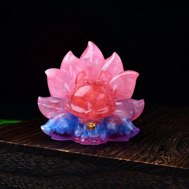 Buddha Stones Petites Pierres Diverses Cristal Rose Citrine Améthyste Renard à Neuf Queues Chaleur Décoration de la Maison - Aigue-marine + Pierre rouge + Cristal rose 8,8 x 6,9 x 8 cm - image 27