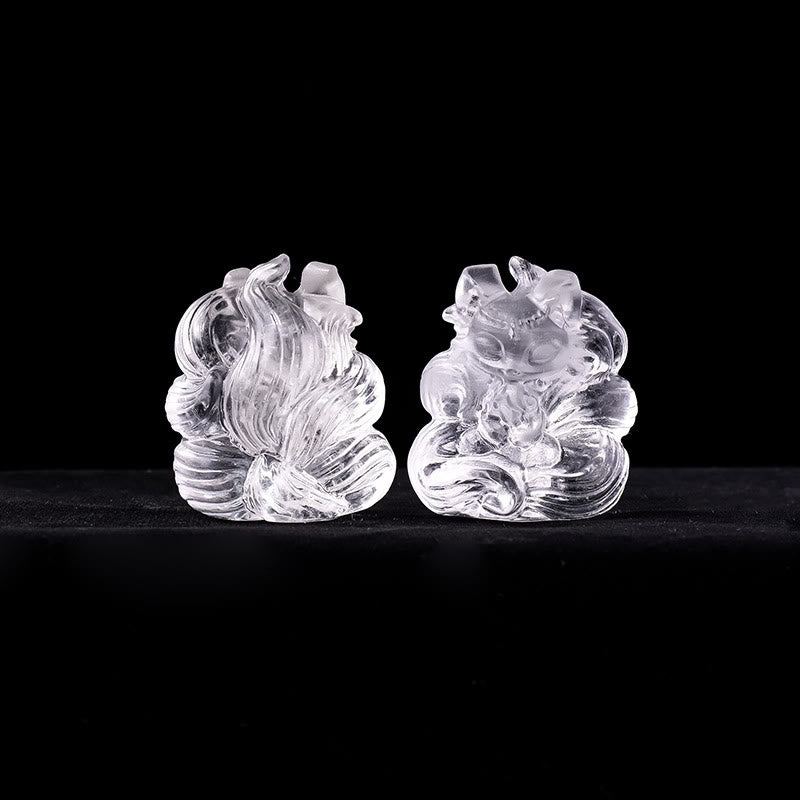 Buddha Stones en cristal blanc naturel, mini renard à neuf queues sculpté, décoration de guérison pour la maison - image 10