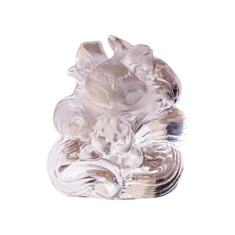 Buddha Stones en cristal blanc naturel, mini renard à neuf queues sculpté, décoration de guérison pour la maison - image 11