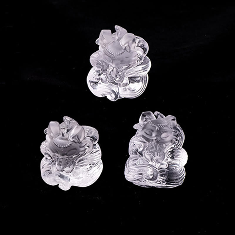 Buddha Stones en cristal blanc naturel, mini renard à neuf queues sculpté, décoration de guérison pour la maison - image 8