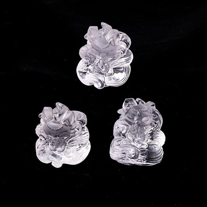 Buddha Stones en cristal blanc naturel, mini renard à neuf queues sculpté, décoration de guérison pour la maison - image 8