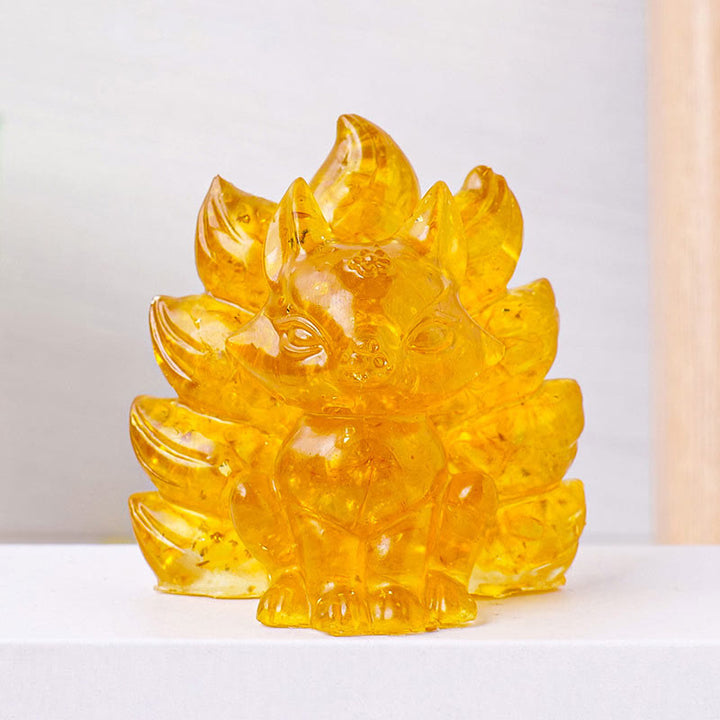 Buddha Stones Petites Pierres Diverses Quartz Fraise Améthyste Aventurine Verte Renard à Neuf Queues Guérison Décoration de la Maison - Citrine - 8*8,7 cm - image 19