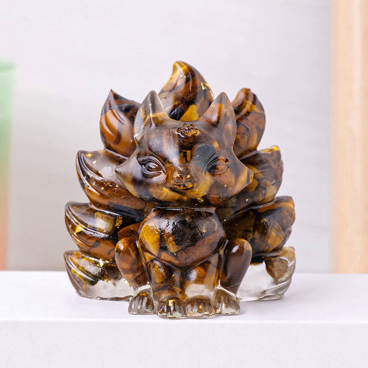 Buddha Stones Petites Pierres Diverses Quartz Fraise Améthyste Aventurine Verte Renard à Neuf Queues Guérison Décoration de la Maison - Œil de tigre - 8*8,7 cm - image 17